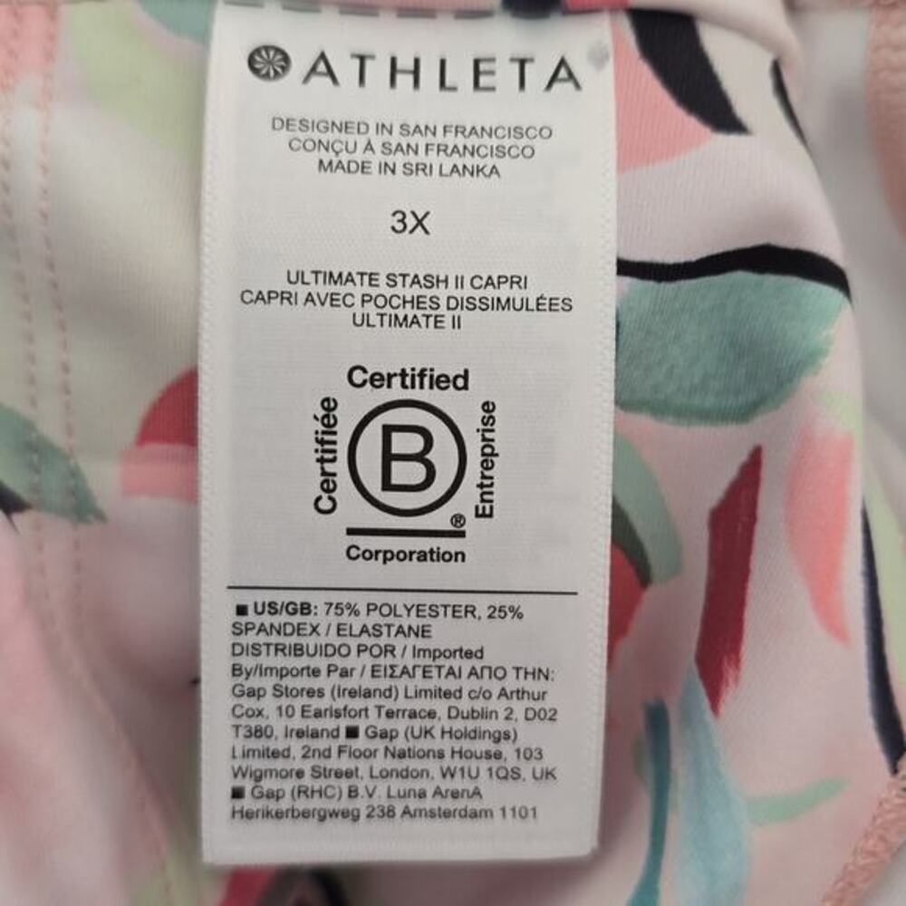 Athleta Women's Ultimate Stash II Capri color Elegance Floral Orchid Plus 3X New - Picture 16 of 16
